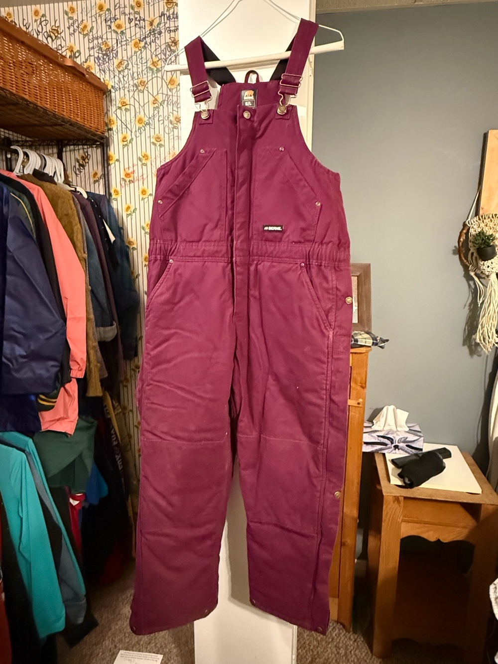 Kids Insulated Burgundy Snow Bib Overalls